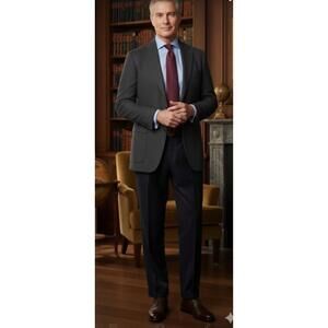 Ralph Lauren Wool Twill Pleated Black Dress Pants Old Money Men's Size 36W 32L